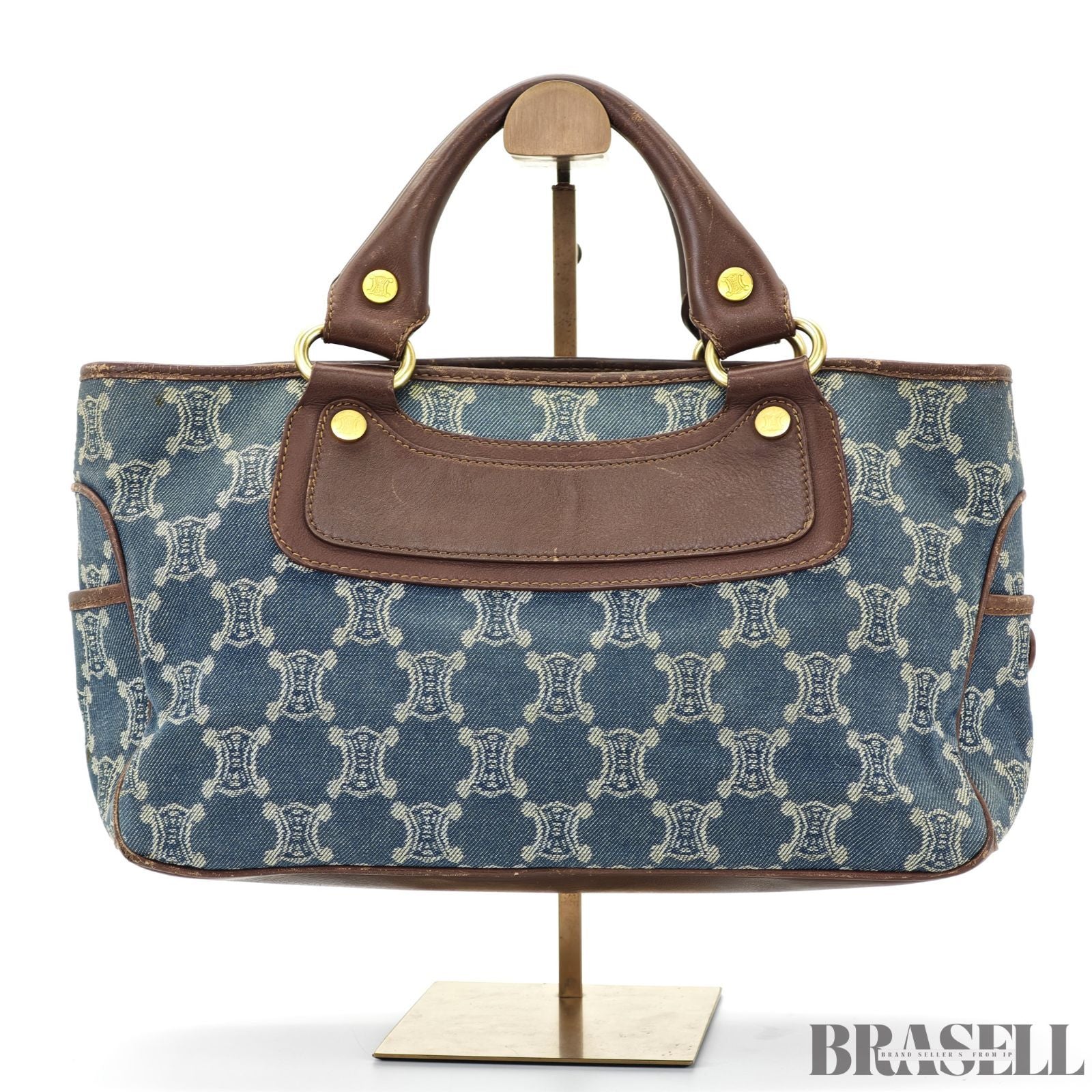 CELINE  セリーヌ マカダム柄 ブギ―バッグ YS00/75 バッグ ハンドバッグ キャンバス ブルーデニム/ブラウン レディース