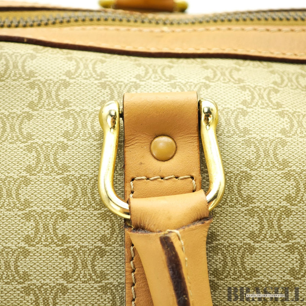 CELINE セリーヌ マカダム ミニボストン ブラウン ベージュ ボストンバッグ レディース