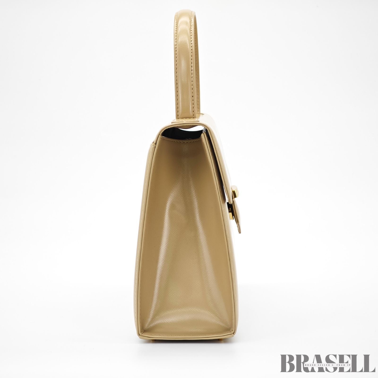 Yves Saint Laurent  イヴ・サンローラン ヴィンテージ ケリー型 トップハンドルバッグ ロゴ金具  バッグ ハンドバッグ フラップ ベージュ レディース メンズ 箱 保存袋