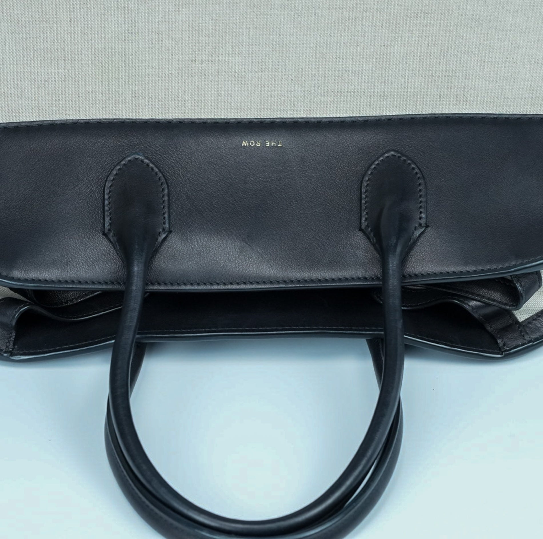 【希少】THE ROW ザ・ロウ Margaux 15 マルゴー キャンバス レザー ハンドバッグ ブラック ベージュ 保存袋付 美品 ABランク レア トートバッグ メンズ レディース