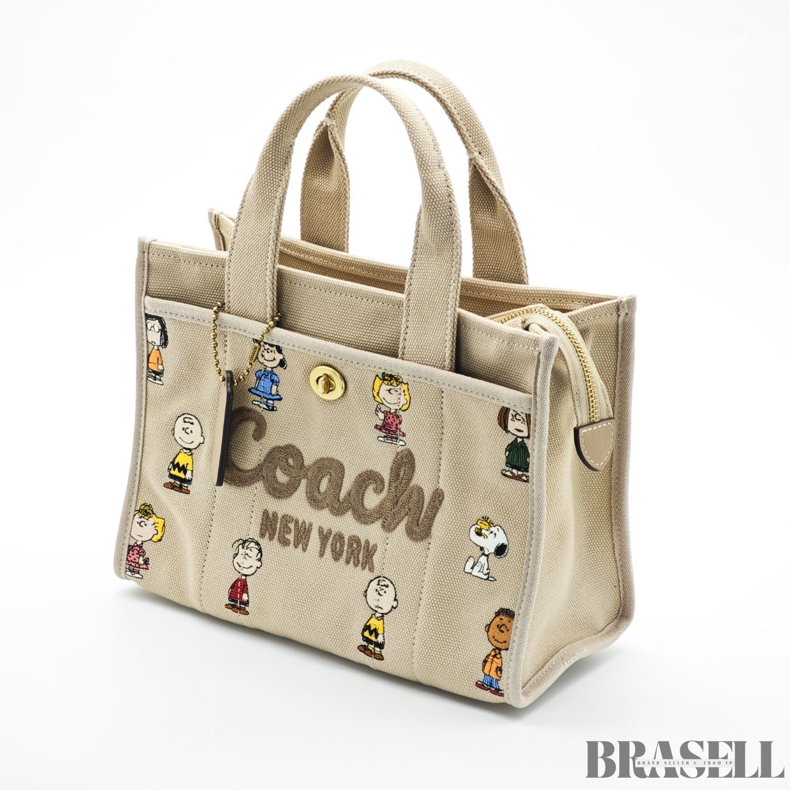 COACH コーチ COACH X PEANUTS  スヌーピー カーゴ トート バッグ C2657 CBH43 バッグ ショルダーバッグ 2way キャラクター 可愛い ベージュ レディース 保存袋 ショルダーストラップ