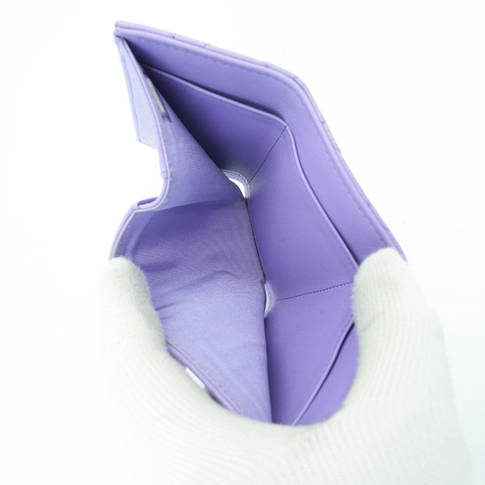 CHANEL マトラッセ 二つ折り財布 コンパクト パープル レディース