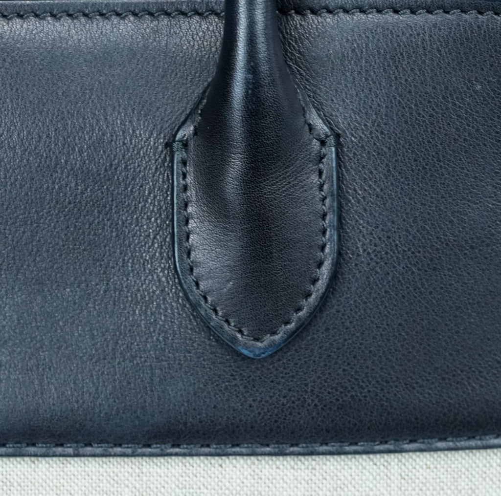 【希少】THE ROW ザ・ロウ Margaux 15 マルゴー キャンバス レザー ハンドバッグ ブラック ベージュ 保存袋付 美品 ABランク レア トートバッグ メンズ レディース