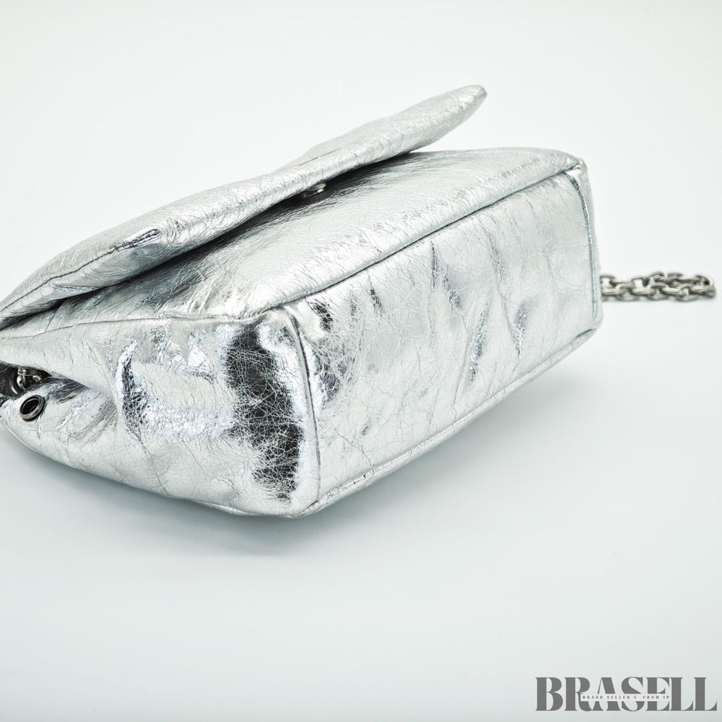 BALENCIAGA バレンシアガ MONACO モナコ ナノバッグ メタライズド ショルダーバッグ コンパクト メタリック シルバー系 レディース