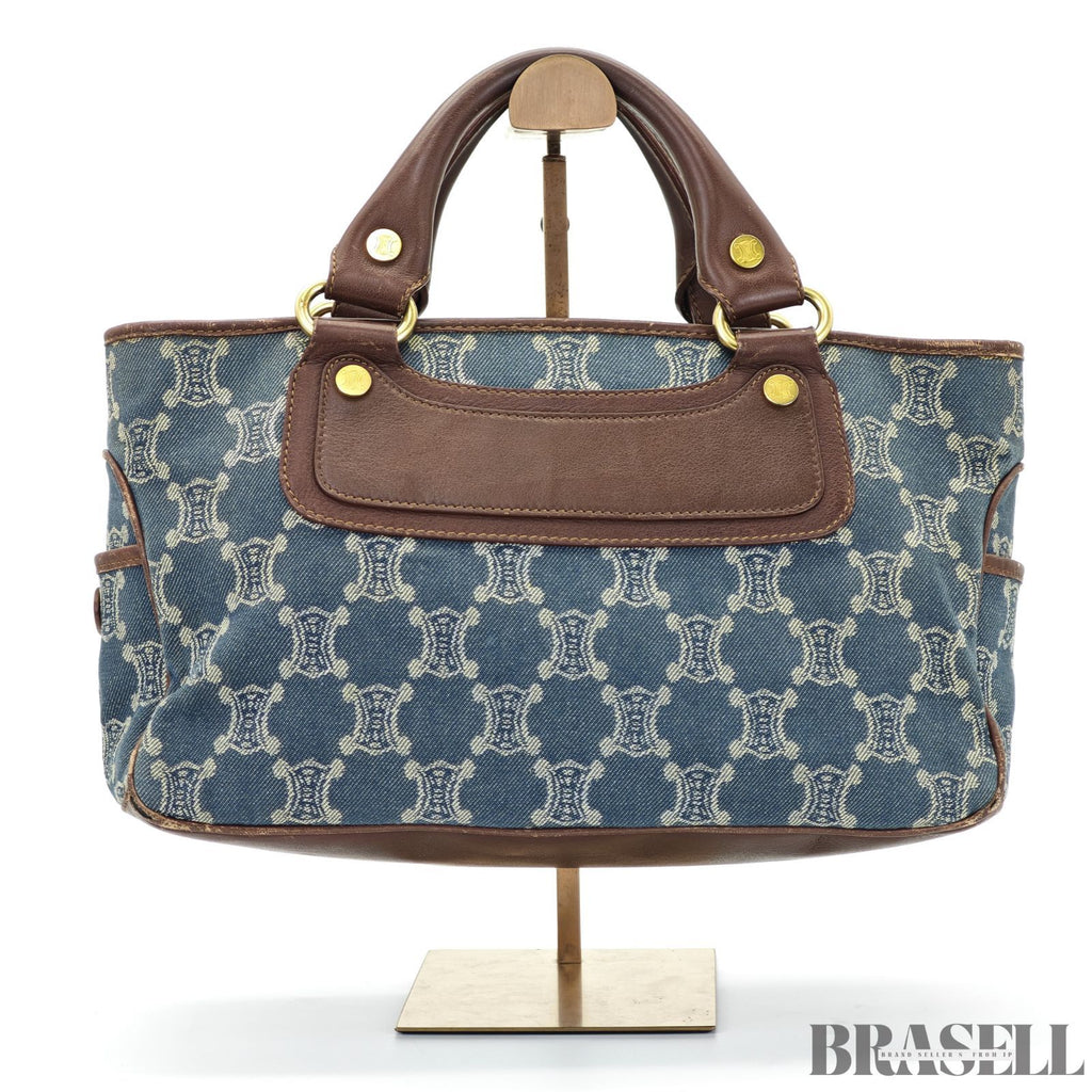 CELINE  セリーヌ マカダム柄 ブギ―バッグ YS00/75 バッグ ハンドバッグ キャンバス ブルーデニム/ブラウン レディース