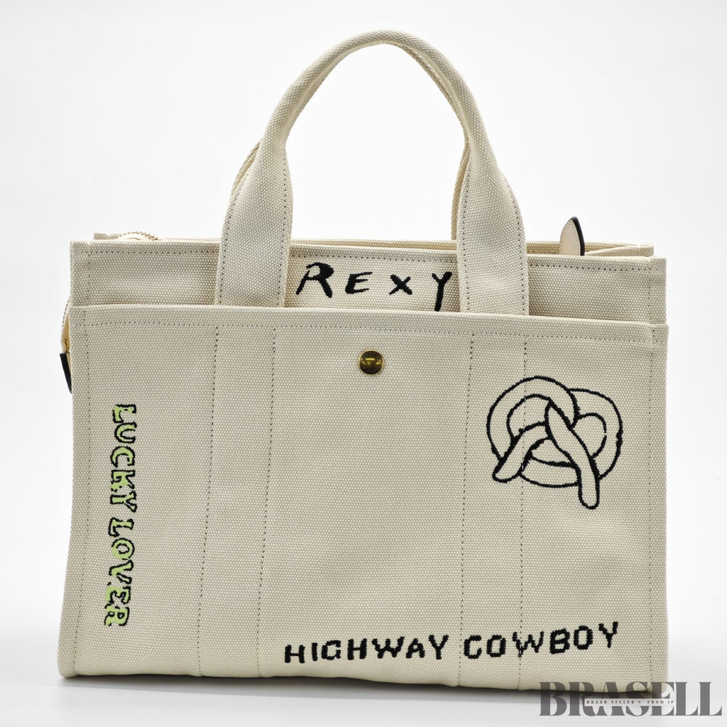 COACH コーチ カーゴトートバッグ スケッチプリント バッグ 2way ショルダーバッグ ハンドバッグ 刺繍 ファンシー 可愛い ホワイト レディース 保存袋 ショルダーストラップ