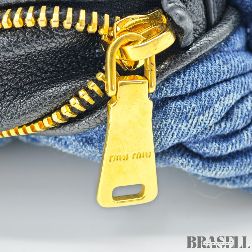 MIUMIU ミュウミュウ マテラッセ ブデニムキャンバスハンドバッグ バッグ ハンドバッグ 横長 ブルー レディース メンズ