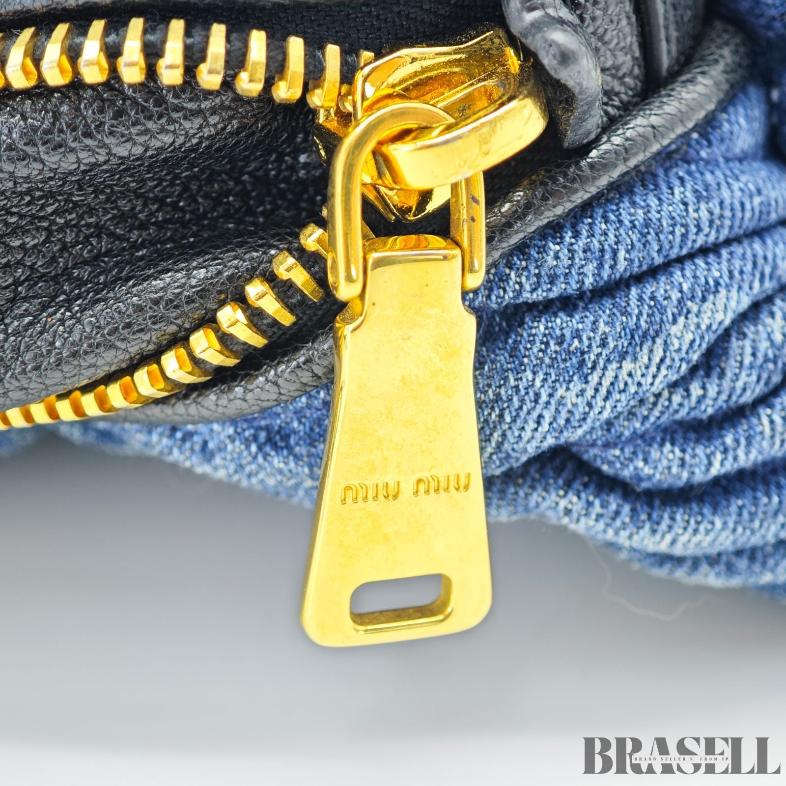 MIUMIU ミュウミュウ マテラッセ ブデニムキャンバスハンドバッグ バッグ ハンドバッグ 横長 ブルー レディース メンズ