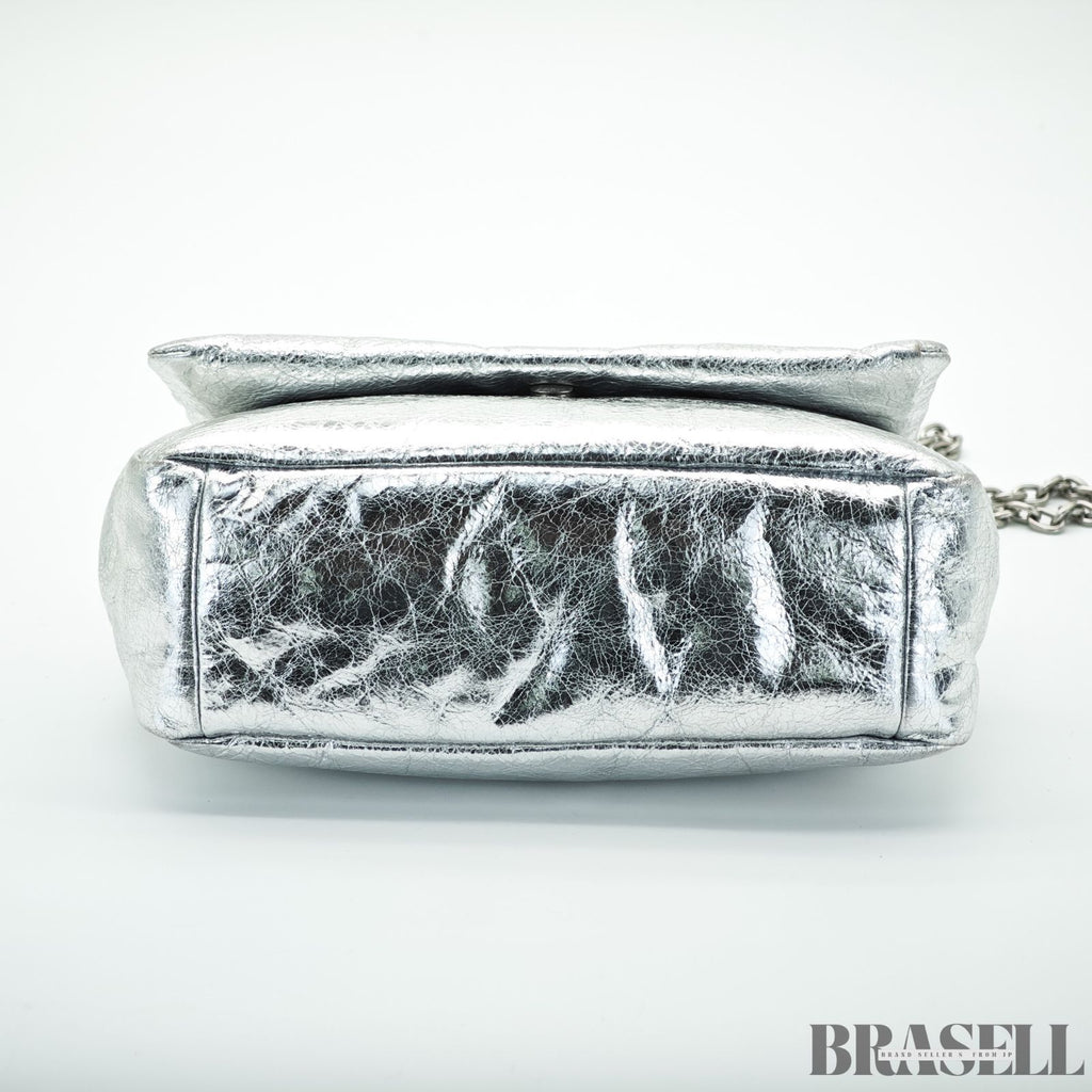 BALENCIAGA バレンシアガ MONACO モナコ ナノバッグ メタライズド ショルダーバッグ コンパクト メタリック シルバー系 レディース