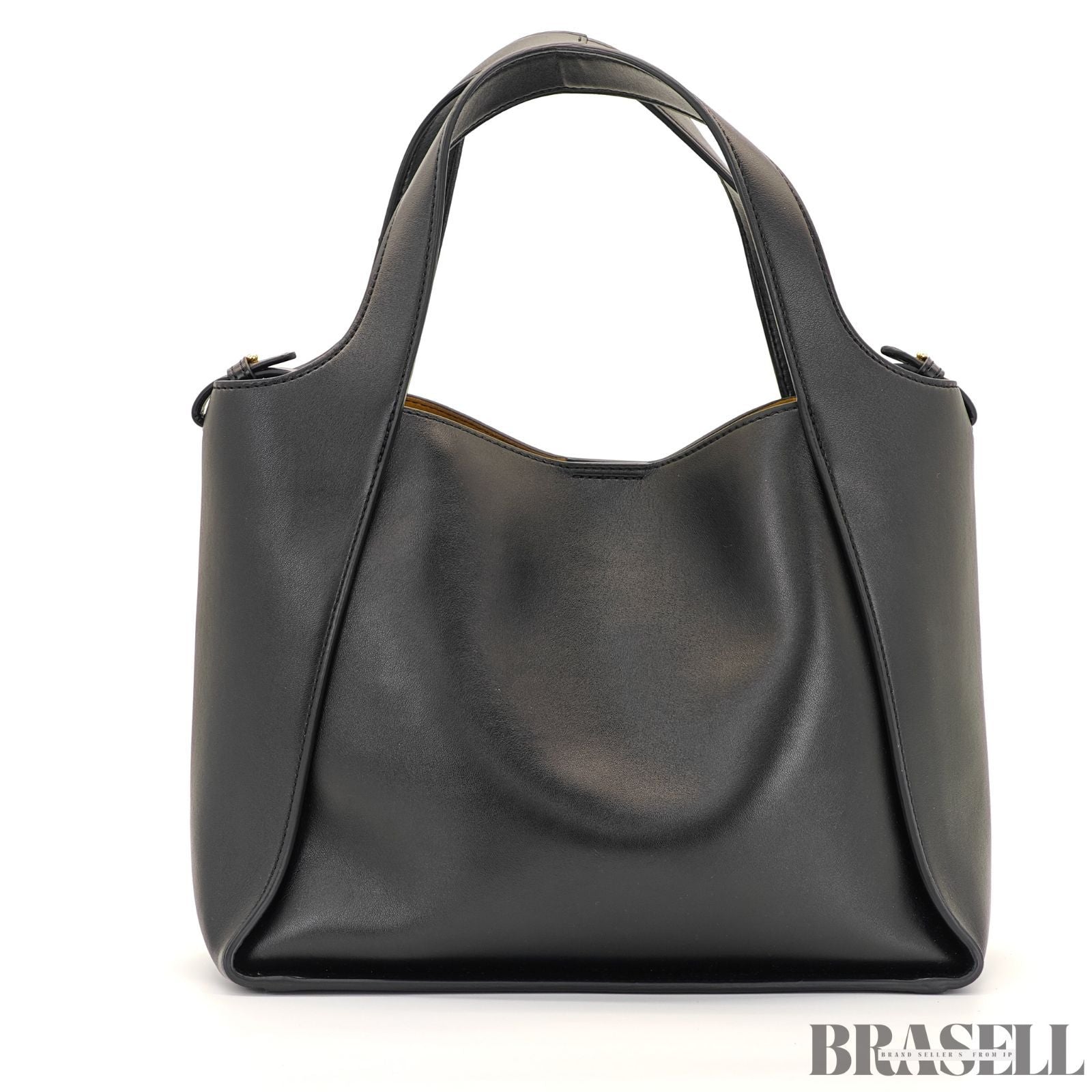 Stella McCartney ステラマッカートニー レザートートバッグ 513860W9923 バッグ ハンドバッグ ショルダーバッグ 2way ポーチ付き ブラック レディース 保存袋, ショルダーストラップ