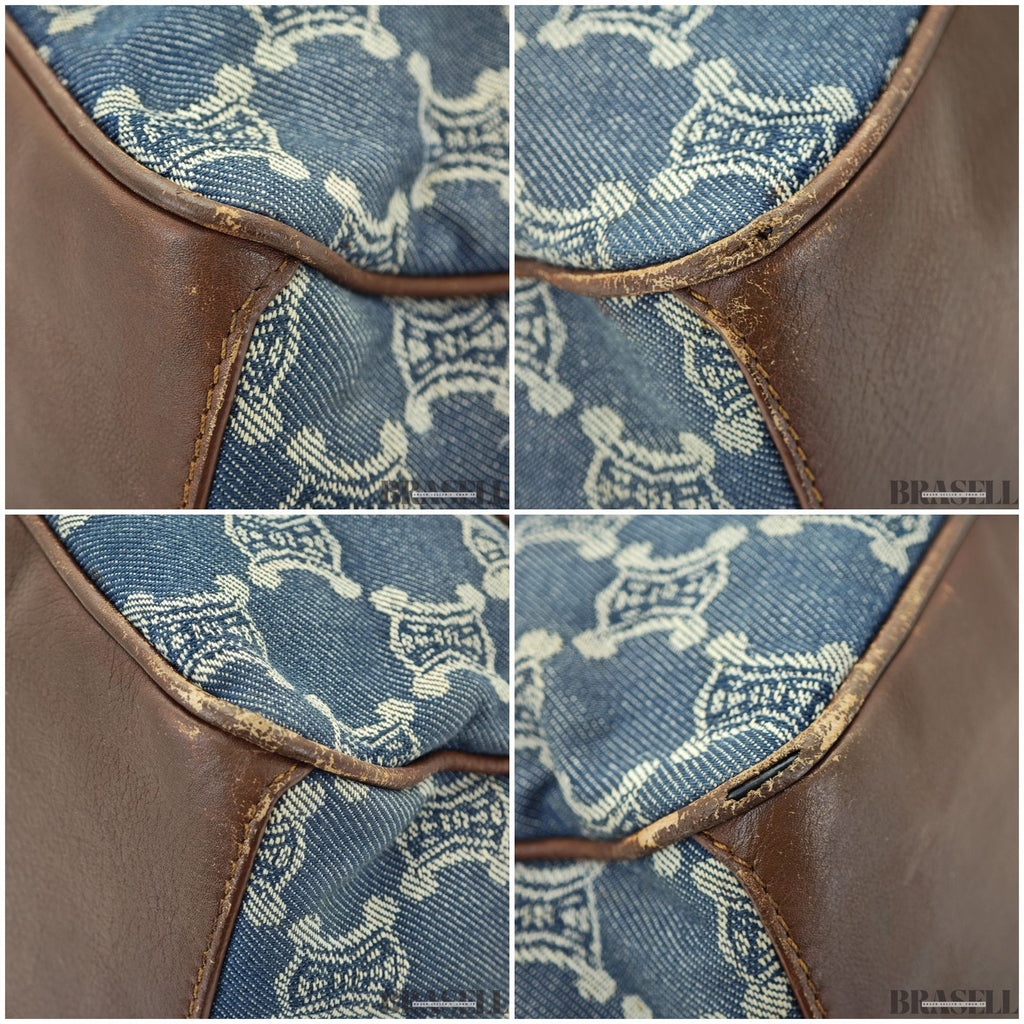 CELINE  セリーヌ マカダム柄 ブギ―バッグ YS00/75 バッグ ハンドバッグ キャンバス ブルーデニム/ブラウン レディース