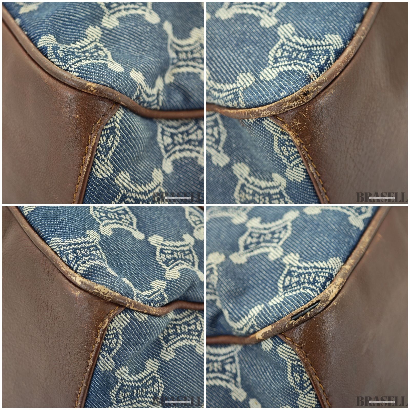 CELINE  セリーヌ マカダム柄 ブギ―バッグ YS00/75 バッグ ハンドバッグ キャンバス ブルーデニム/ブラウン レディース