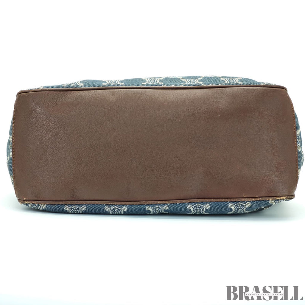 CELINE  セリーヌ マカダム柄 ブギ―バッグ YS00/75 バッグ ハンドバッグ キャンバス ブルーデニム/ブラウン レディース